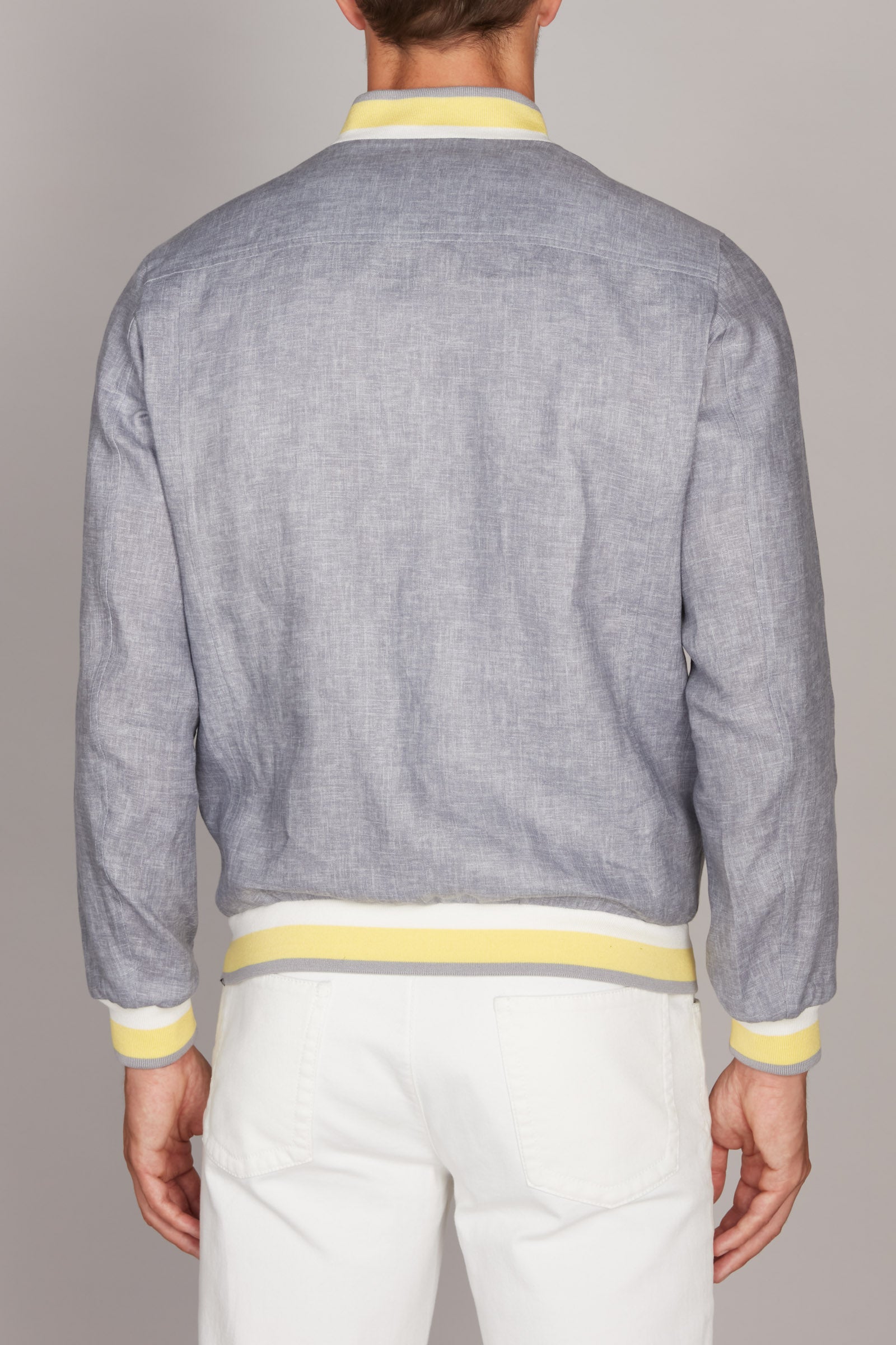 Blouson aviateur côtelé en lin - Gris