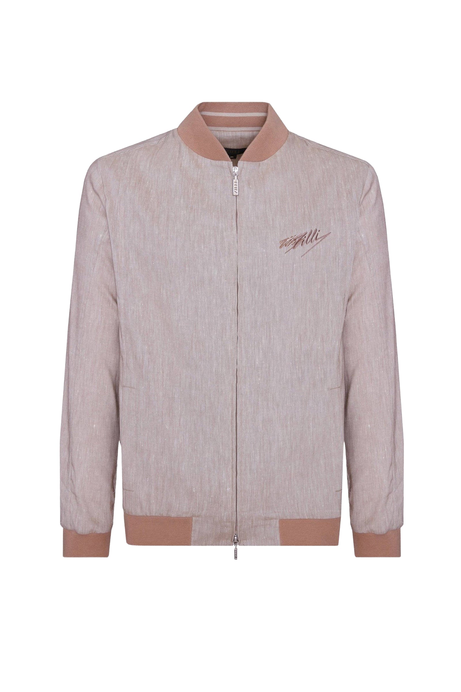 Bomber à effet chiné en lin et laine - Sand