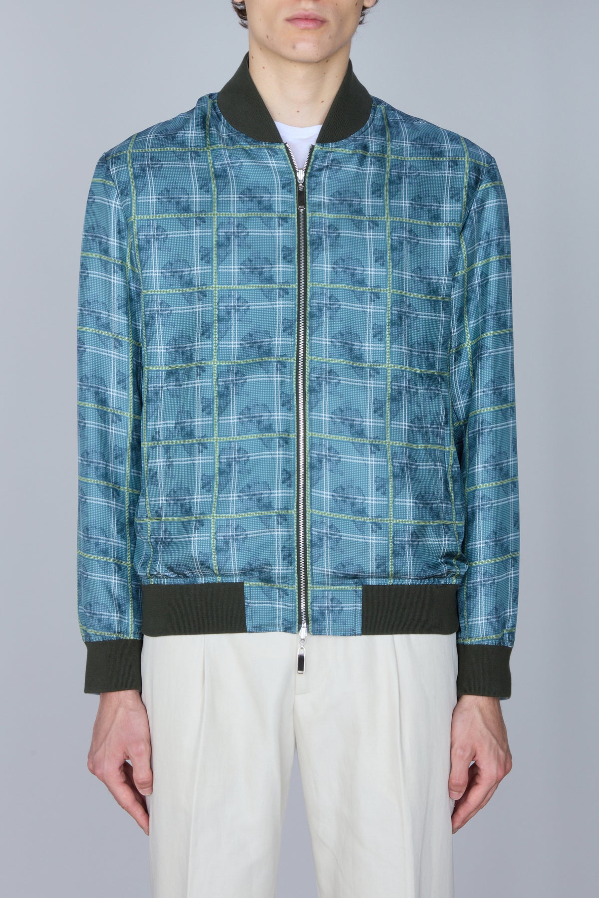 Bomber à motifs en soie - Canary Yellow