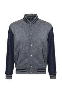 Blouson Teddy en cachemire et soie mélangée - Gris & Bleu