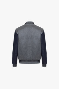 Blouson Teddy en cachemire et soie mélangée - Gris & Bleu