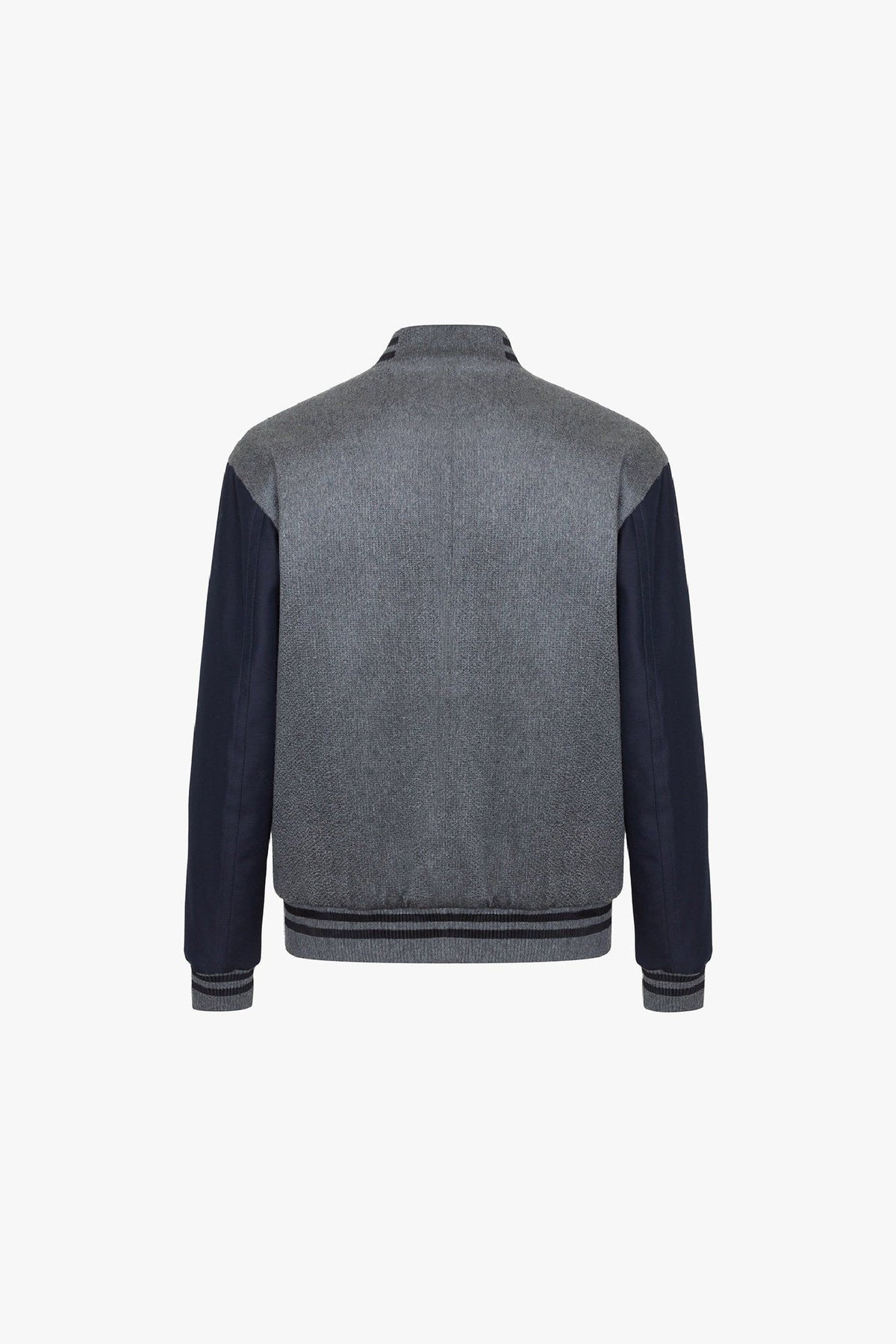 Blouson Teddy en cachemire et soie mélangée - Gris & Bleu
