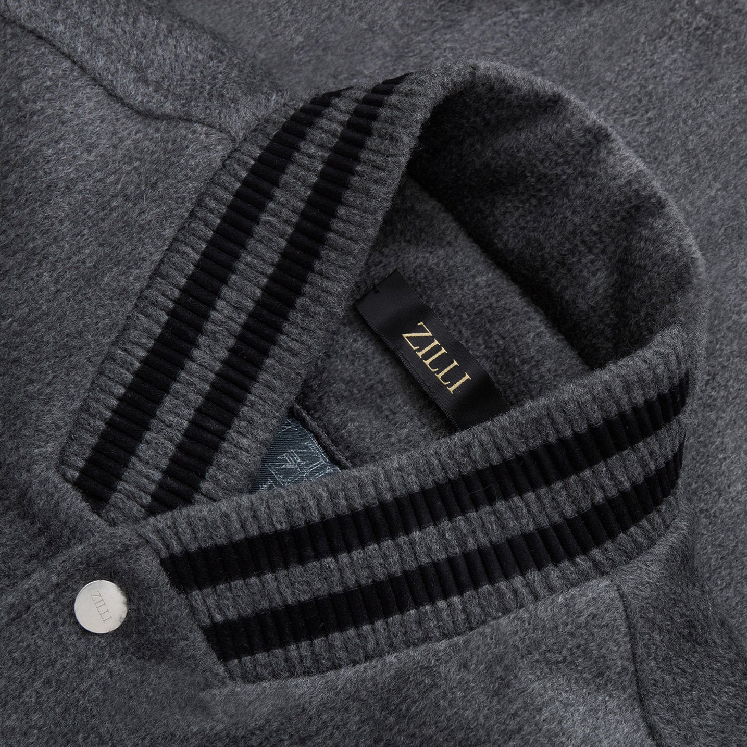 Blouson Teddy en cachemire - Gris & Bleu