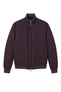 Bomber à bords rayés en soie - Violet & Gris