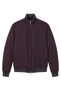 Bomber à bords rayés en soie - Violet & Gris