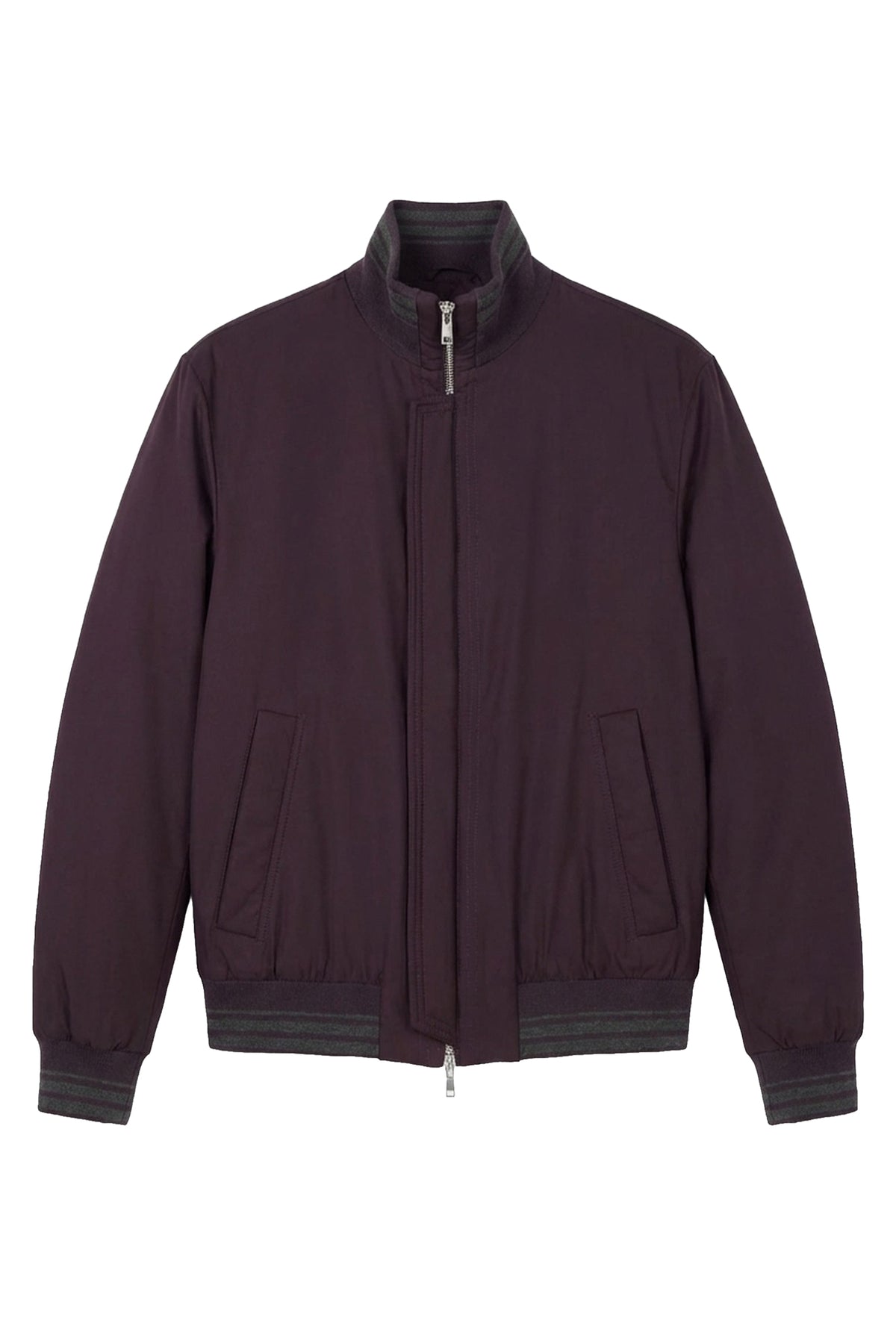 Bomber à bords rayés en soie - Violet & Gris