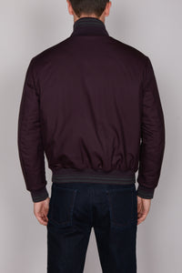 Bomber à bords rayés en soie - Violet & Gris