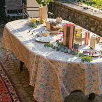 Nappe Bonjour en voile de coton - Bleu