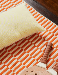 Housse de coussin Seersucker en coton tissé - Jaune