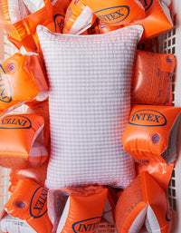 Housse de coussin Seersucker en coton tissé - Vichy Lilas