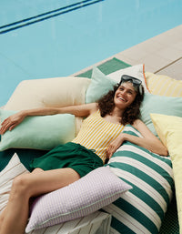 Maxi Seersucker woven cotton cushion cover - Yellow