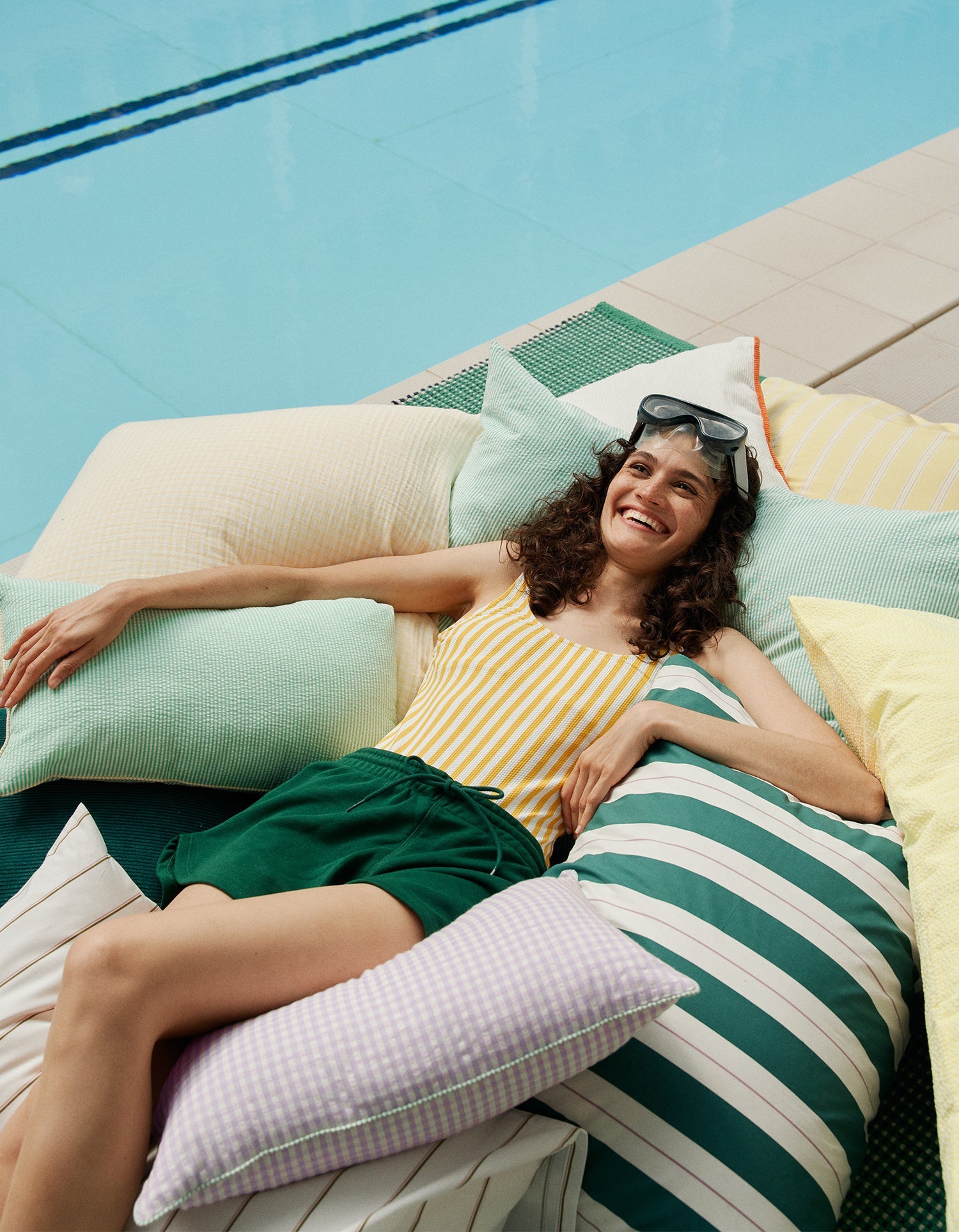 Maxi Seersucker woven cotton cushion cover - Yellow
