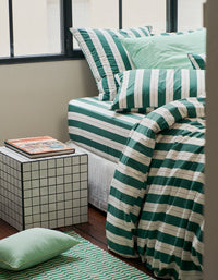 Housse de coussin Maxi Seersucker en coton tissé - Vert