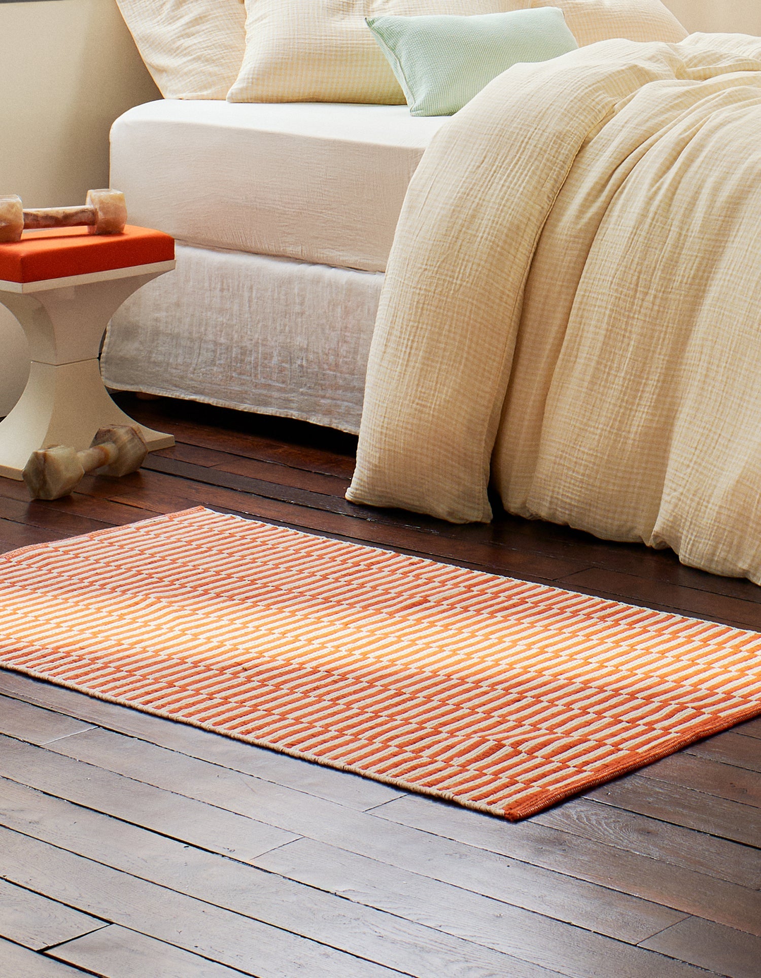 Tapis Damier en coton - Damier Orange