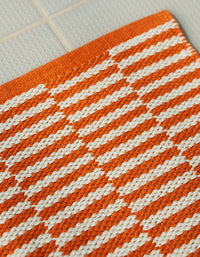 Tapis Damier en coton - Damier Orange