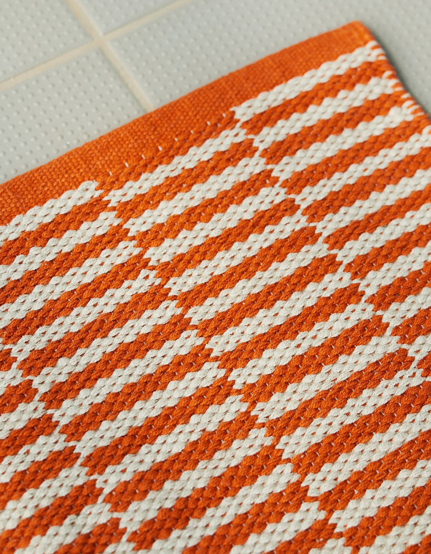 Tapis Damier en coton - Damier Orange