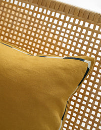 Linen and cotton embroidered cushion cover - Yellow Ochre