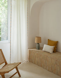 Housse de coussin brodée en lin et coton - Blanc