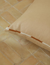 Housse de coussin brodée en lin et coton - Naturel