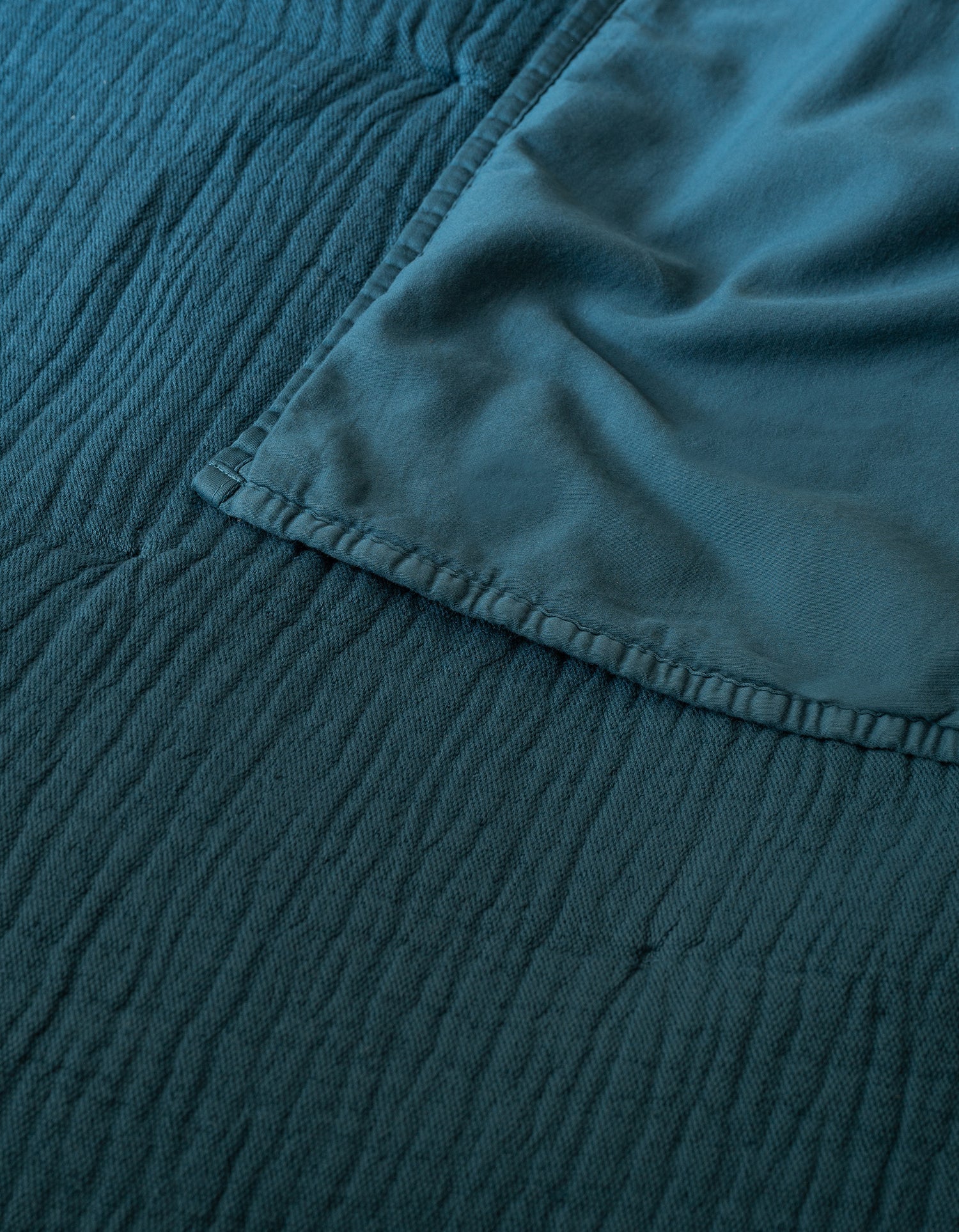 Couvre-lit Boutis en satin de coton lavé - Bleu Minéral