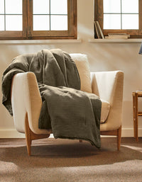Soft throw in washed linen - Khaki