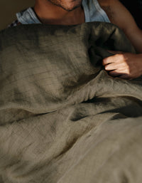 Soft throw in washed linen - Khaki