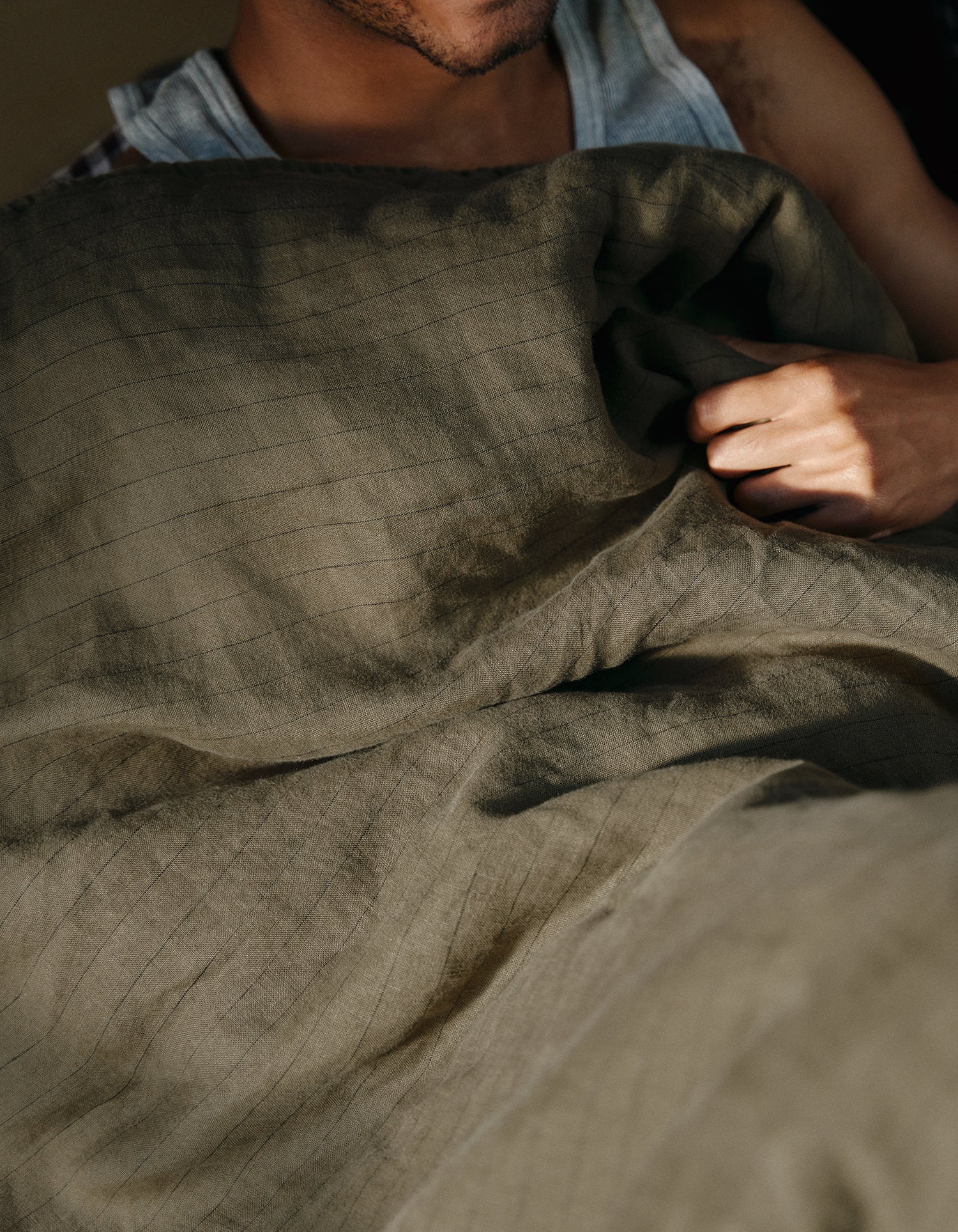 Soft throw in washed linen - Khaki