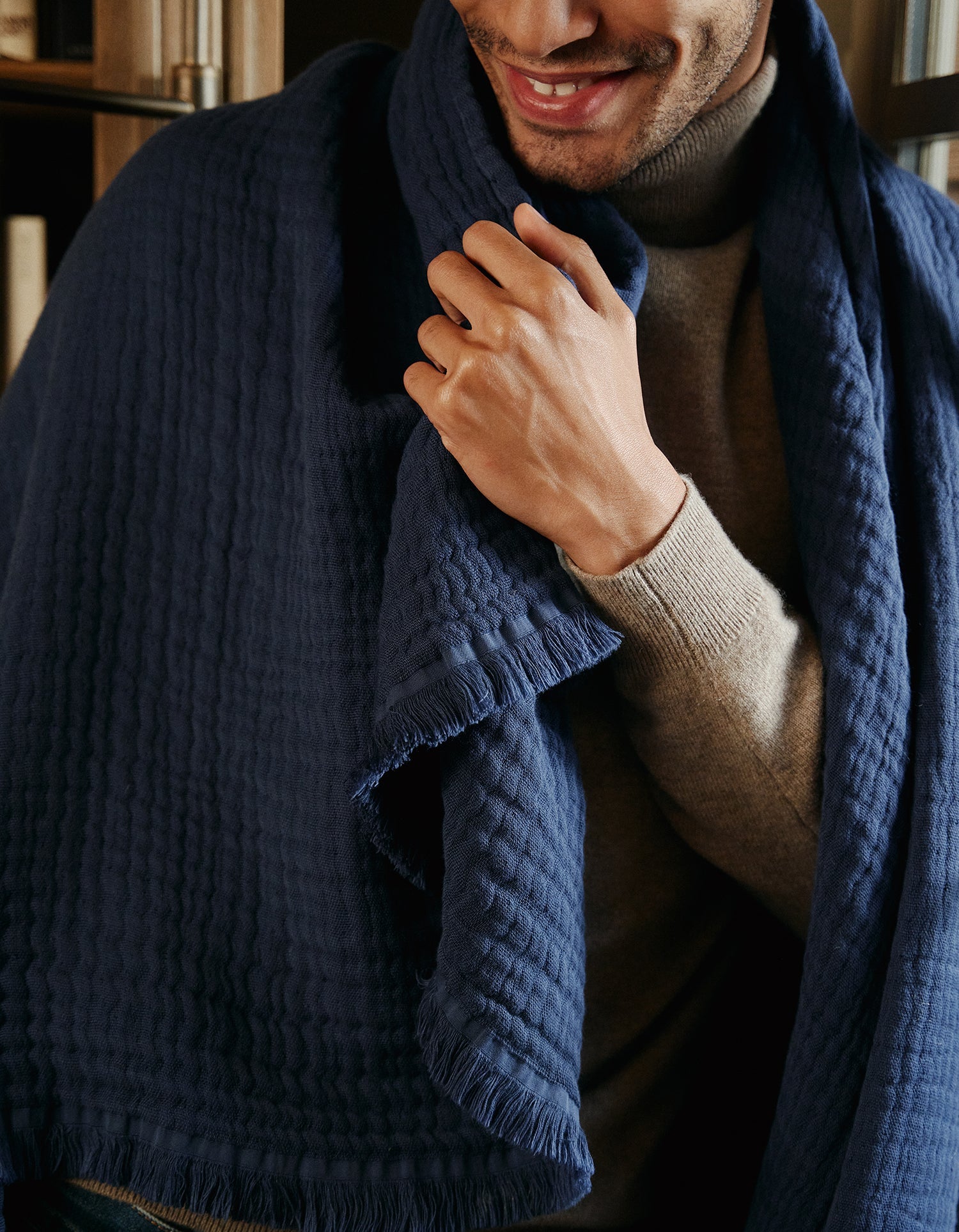 4-ply cotton gauze blanket - Navy