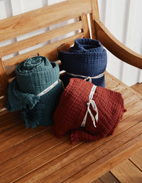 4-ply cotton gauze blanket - Navy