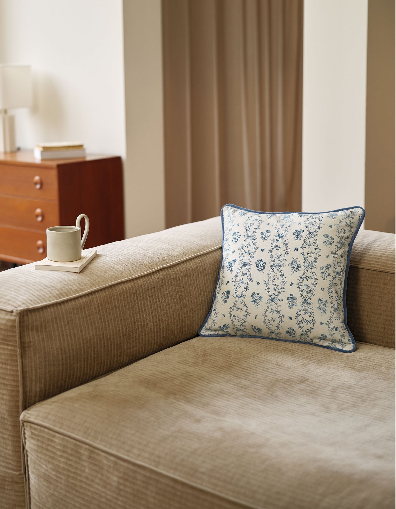 Housse de coussin en coton - Campagne Bleue