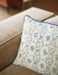 Housse de coussin en coton - Campagne Bleue