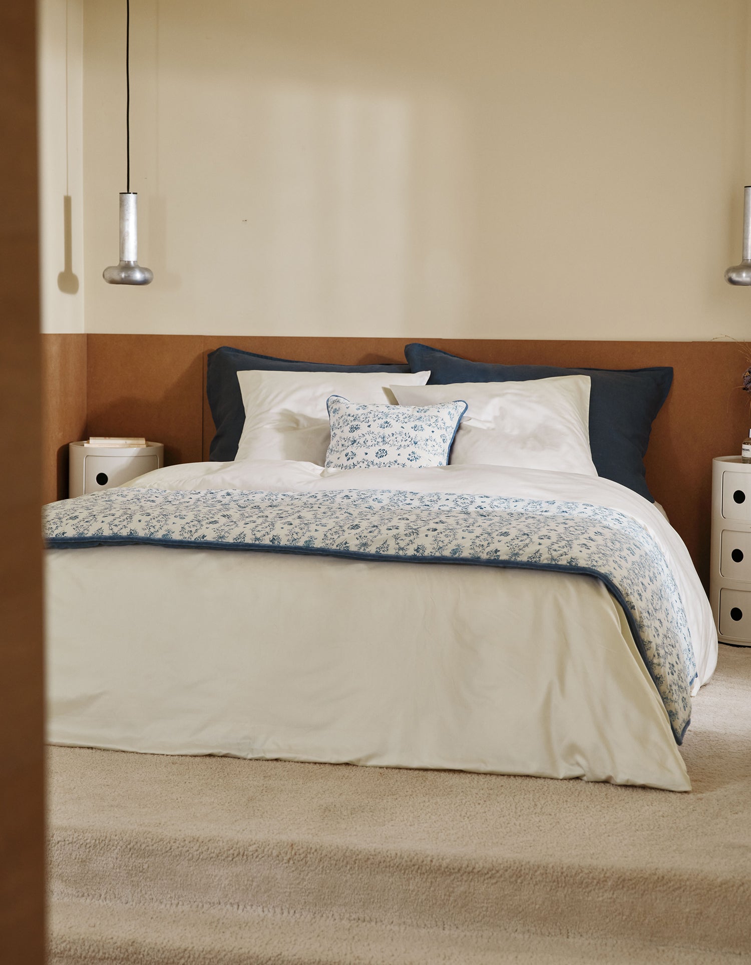 Housse de coussin en coton - Campagne Bleue