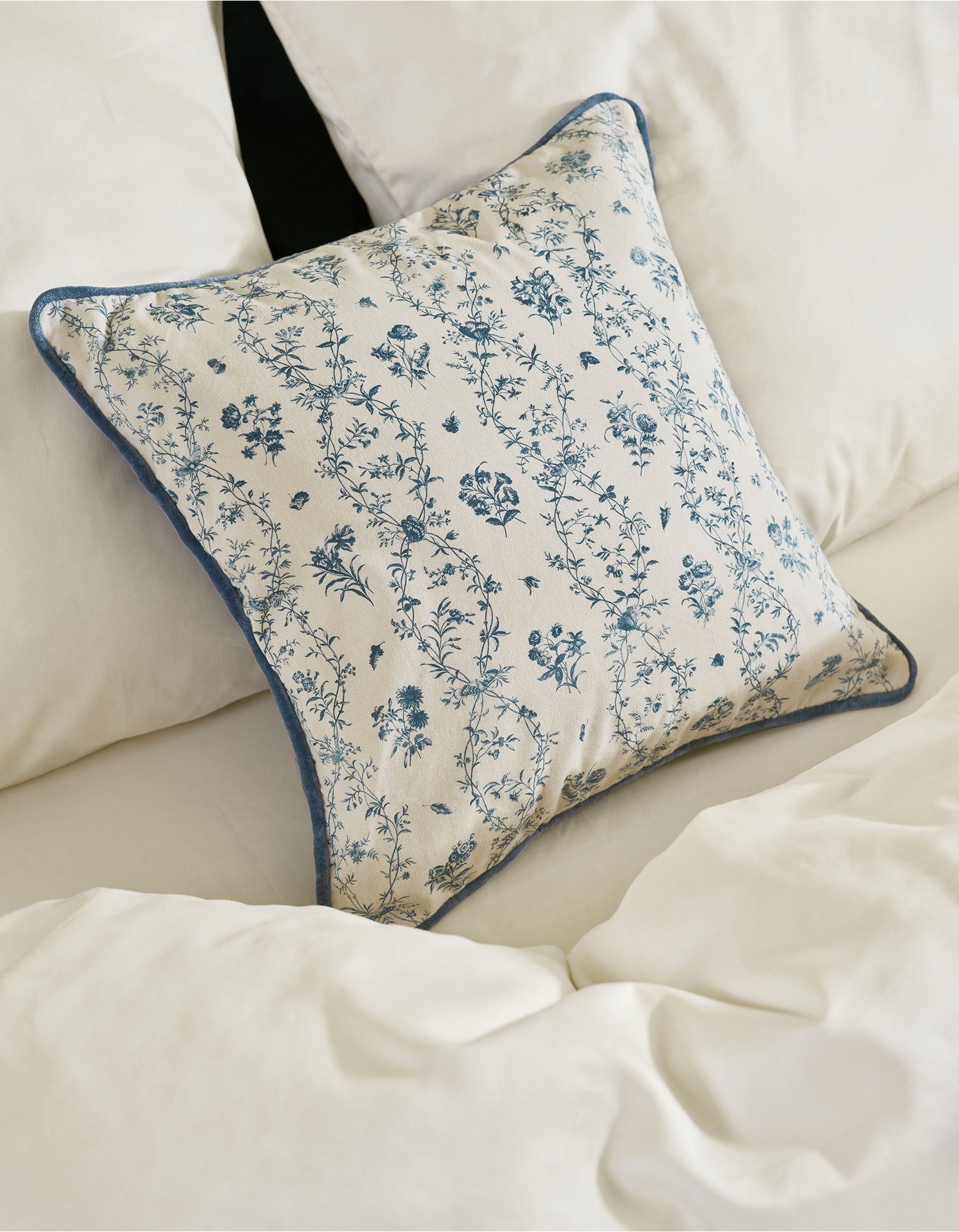 Housse de coussin en coton - Campagne Bleue