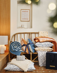 Housse de coussin en coton - Campagne Bleue