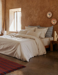 Drap housse en satin de coton lavé - Dune