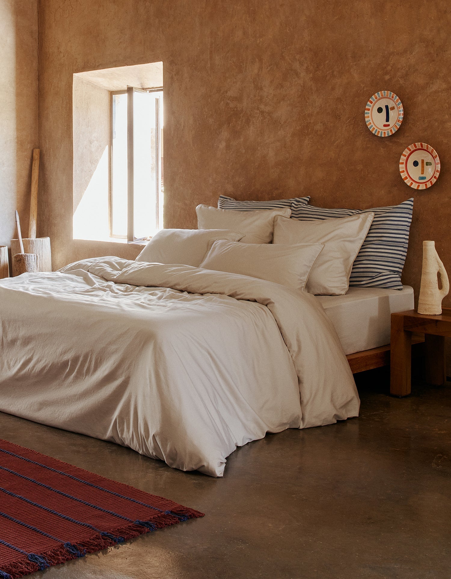 Drap housse en satin de coton lavé - Dune