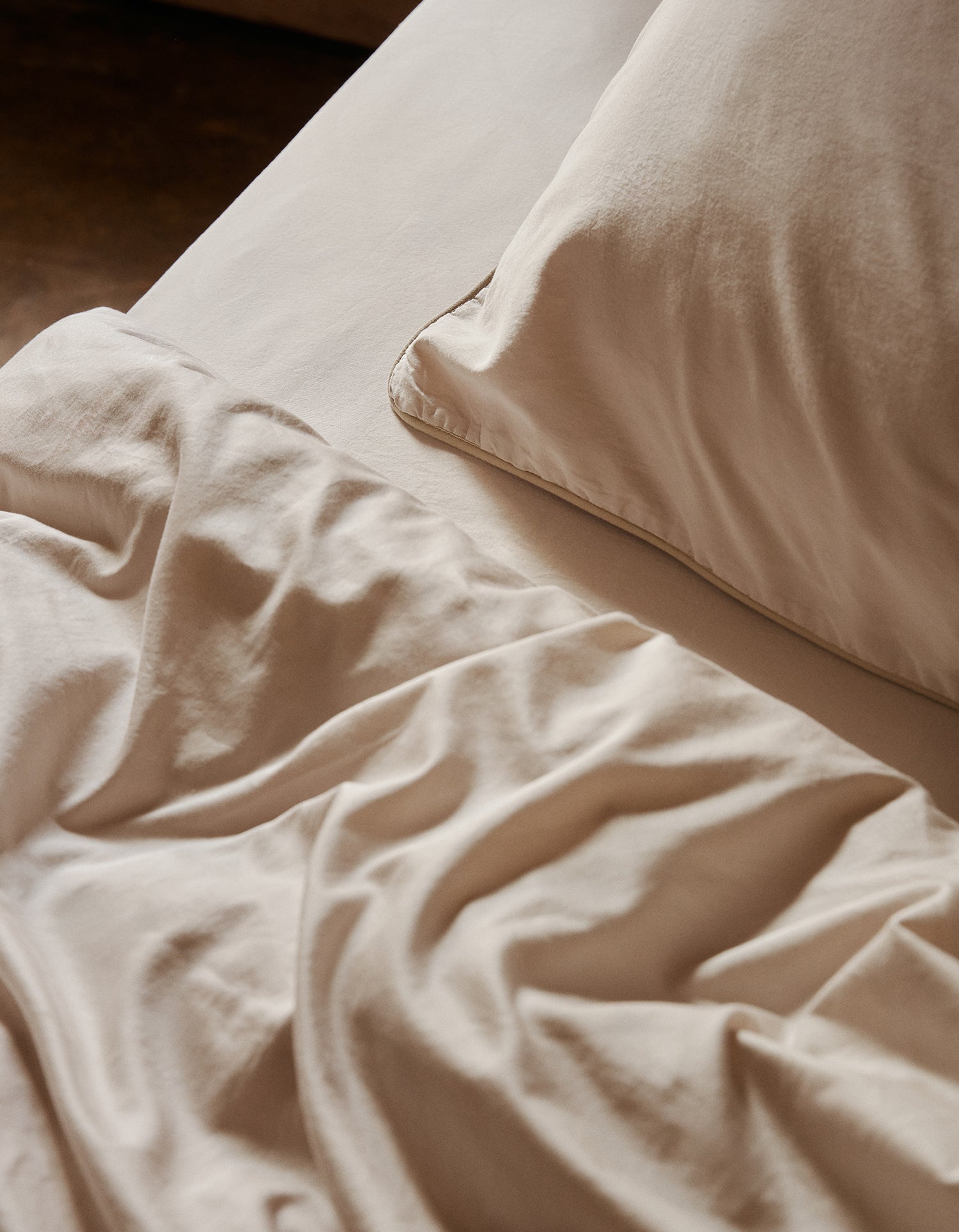 Housse de couette en satin de coton lavé - Dune