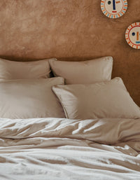 Housse de couette en satin de coton lavé - Dune