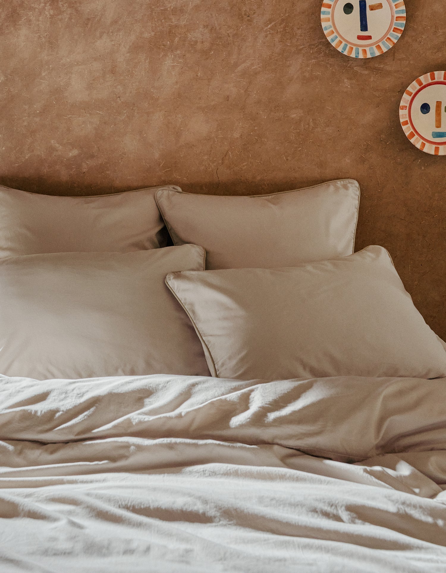Drap housse en satin de coton lavé - Dune