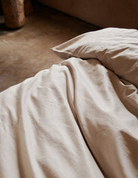 Drap housse en satin de coton lavé - Dune