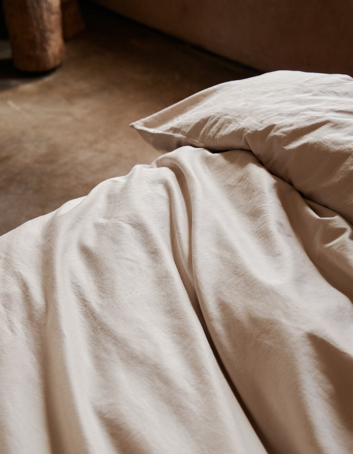 Drap housse en satin de coton lavé - Dune