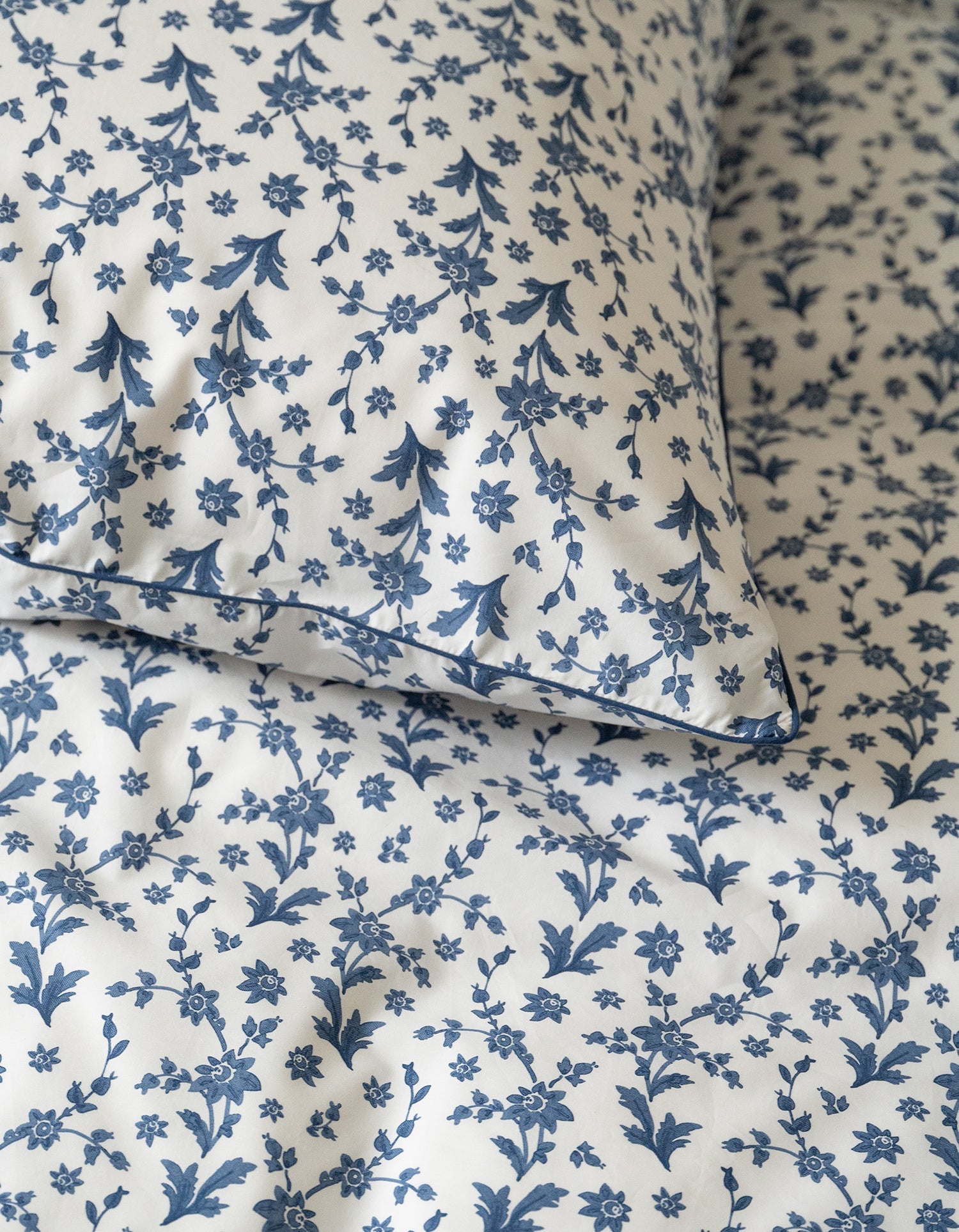 Housse de couette en percale de coton - Fleur Aquarelle