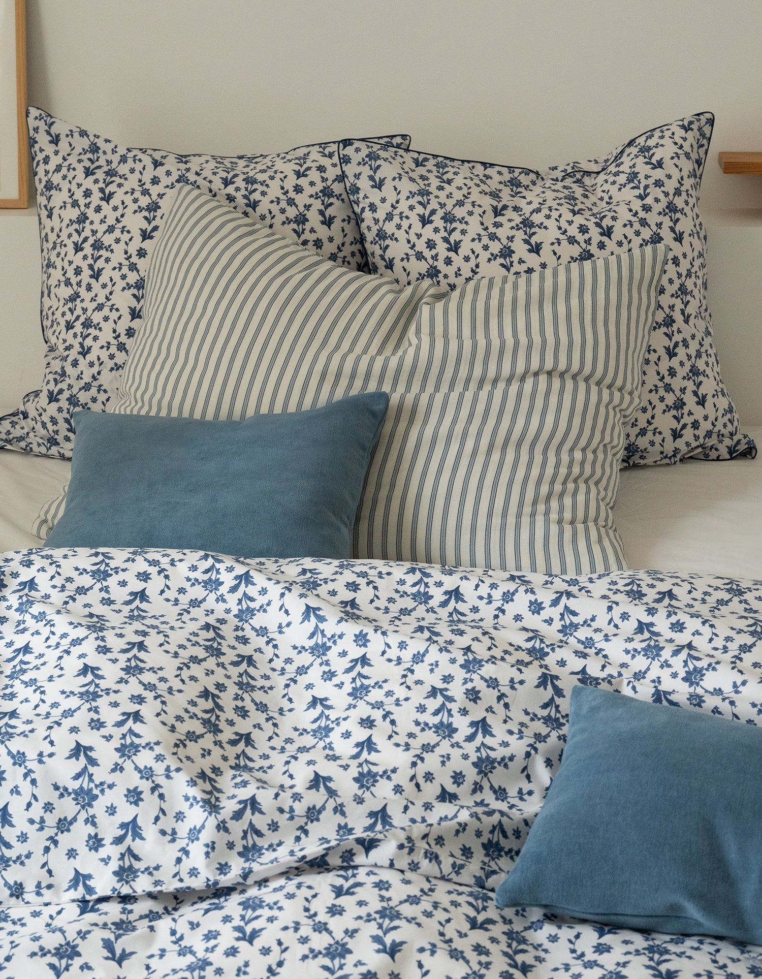 Taies d'oreiller en percale de coton - Fleur Aquarelle