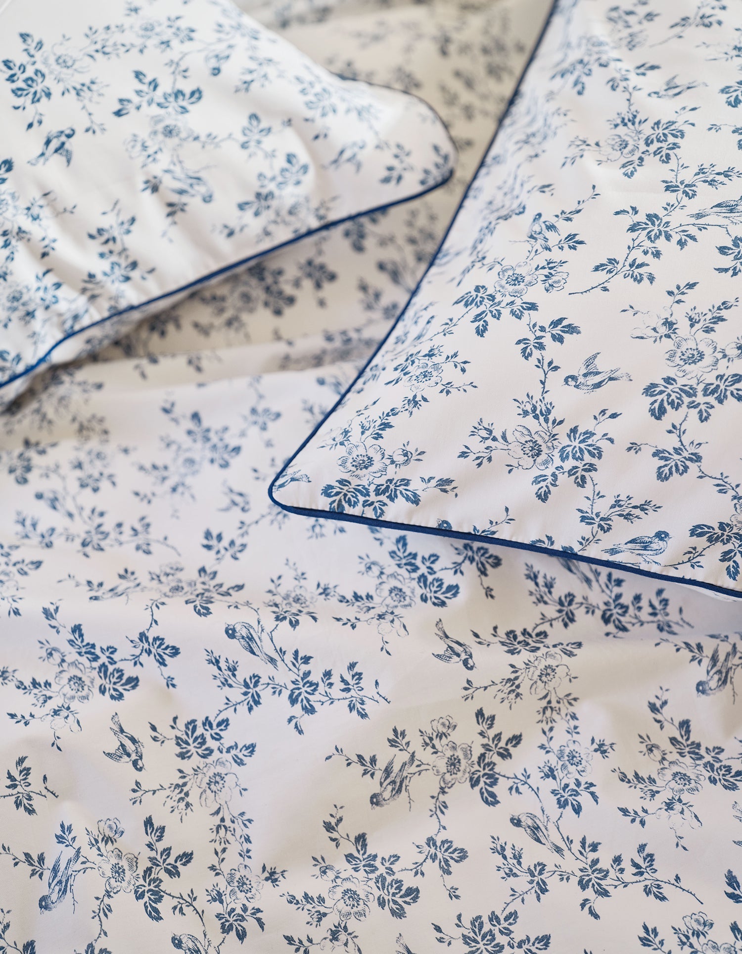 Housse de couette Bonsoirs x Innocence en percale de coton - Campagne Bleue