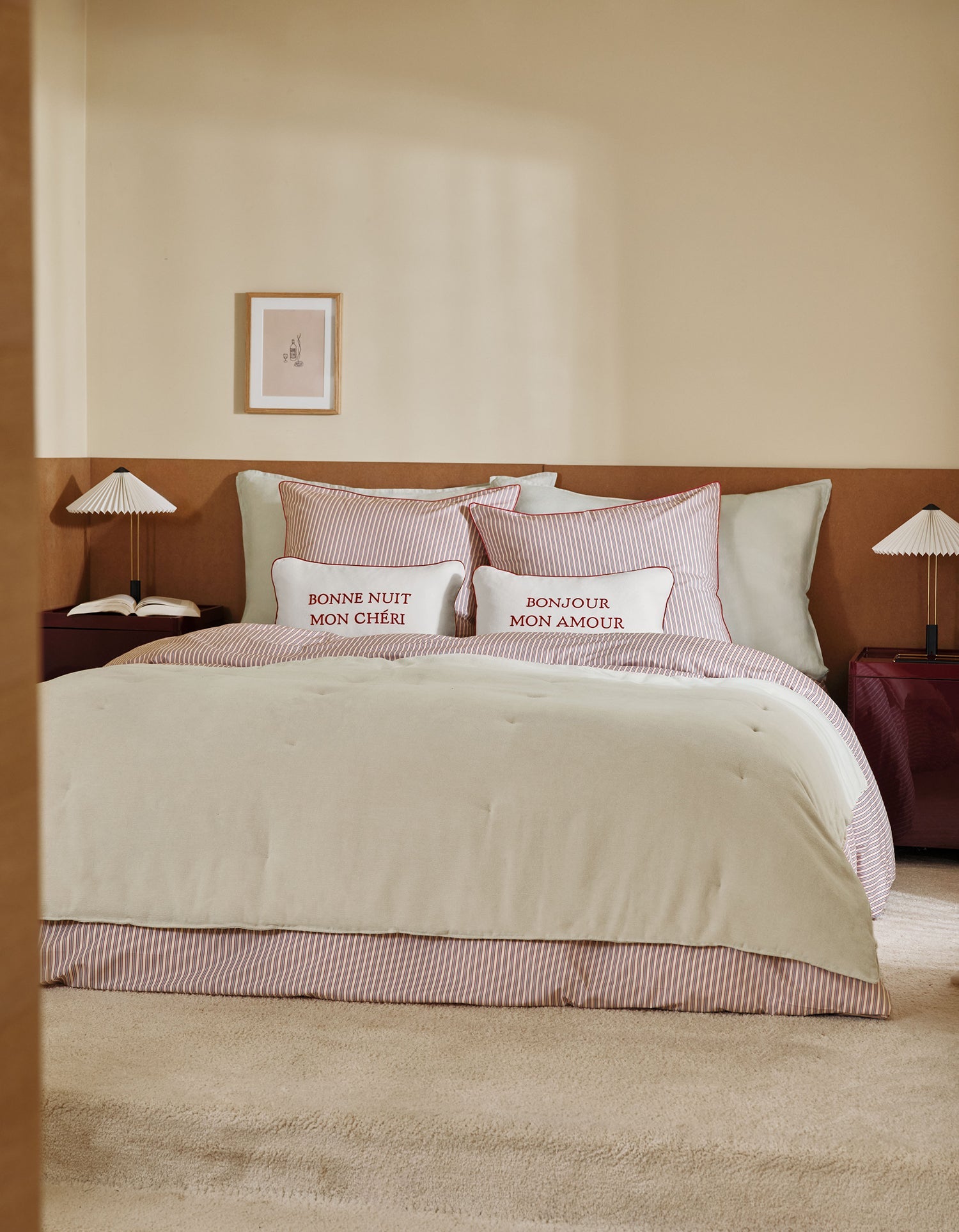 Drap housse en percale de coton - Rétro Rouge