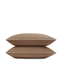 Taies d'oreiller en satin de coton lavé - Tabac