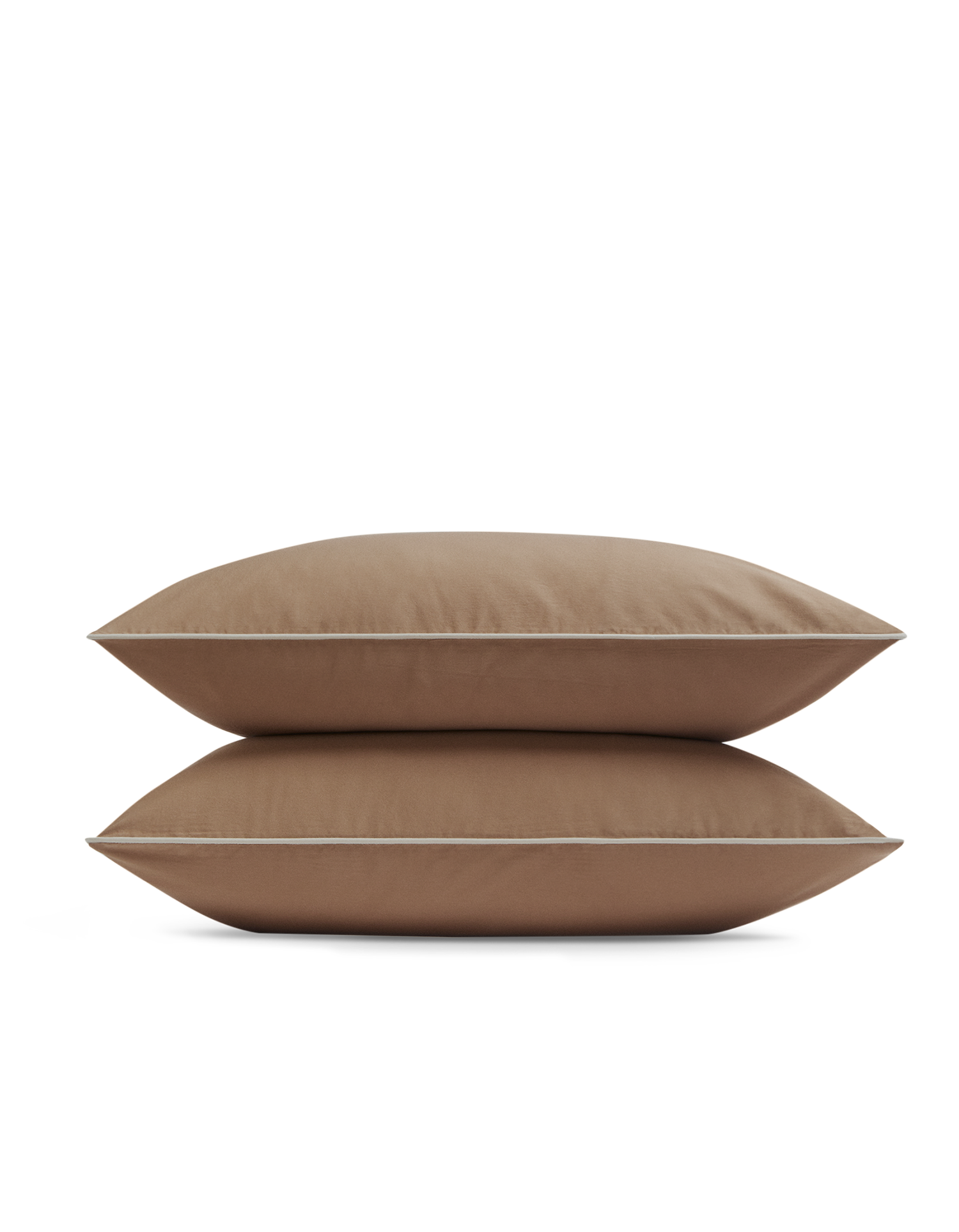 Taies d'oreiller en satin de coton lavé - Tabac