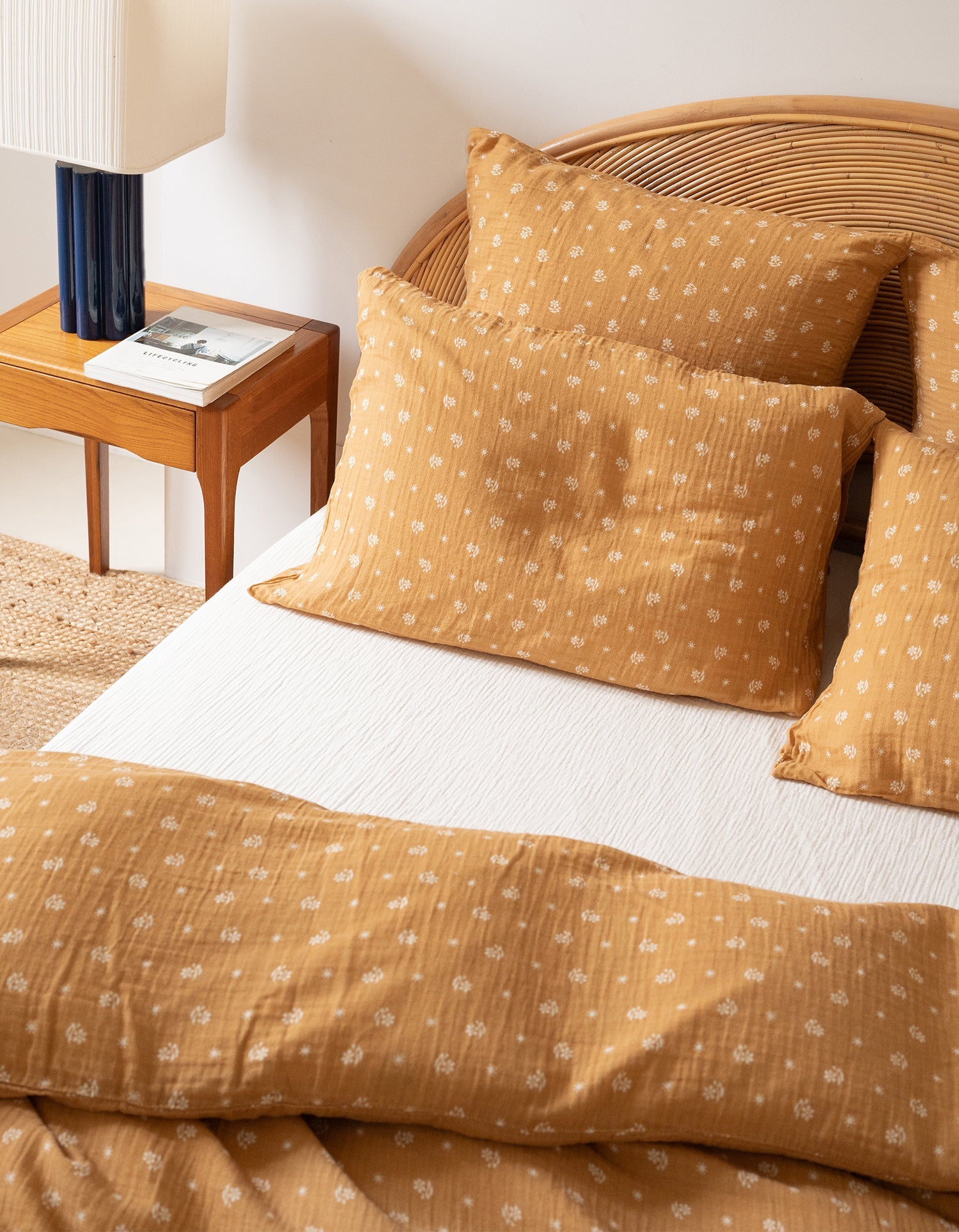 Taies d'oreiller en gaze de coton double épaisseur - Bouton d'Or