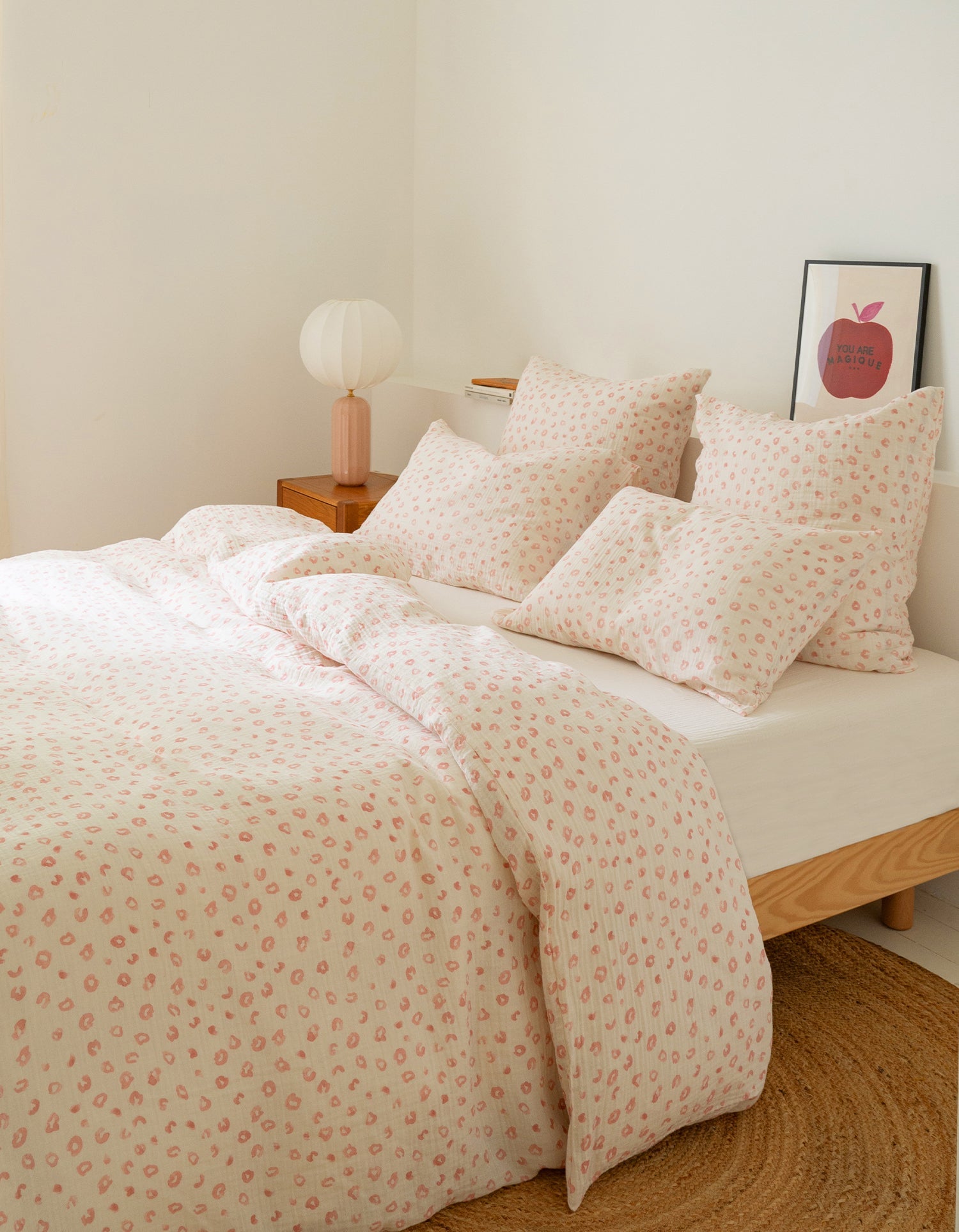 Housse de couette en gaze de coton double épaisseur - Pink Léo