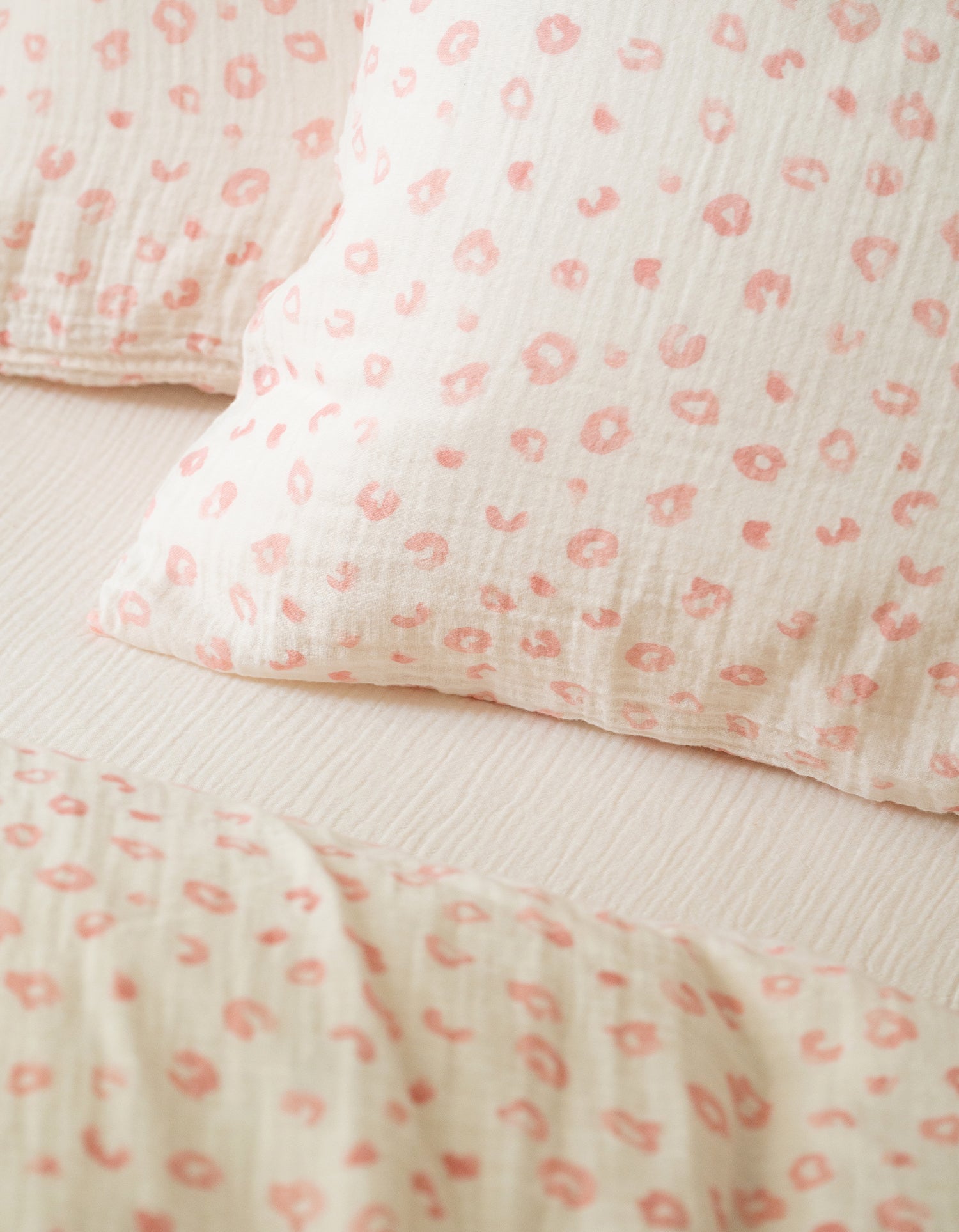 Housse de couette en gaze de coton double épaisseur - Pink Léo